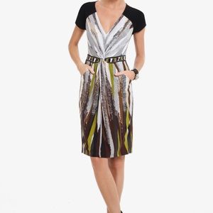 BCBGMaxazria Ariana Twisted-Waist V-Neck Dress